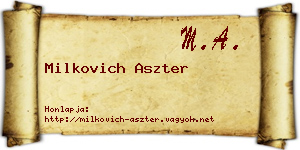 Milkovich Aszter névjegykártya